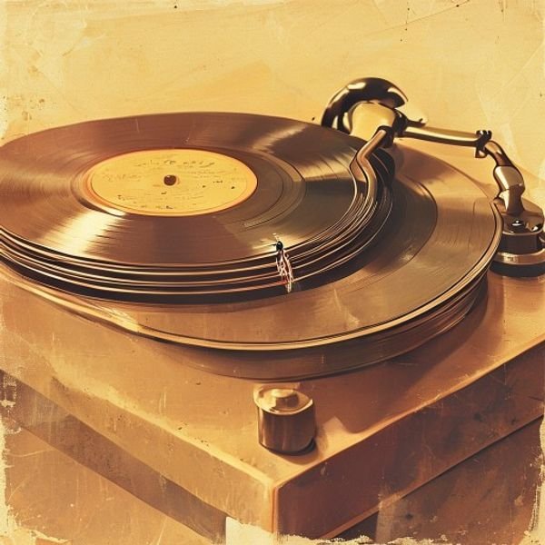 Ilustración de un vinilo girando en una tornamesa